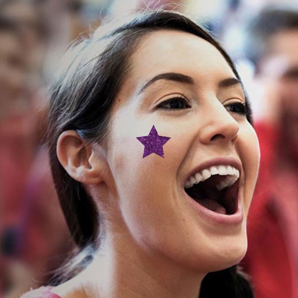 Purple Star Glitter Face Decals