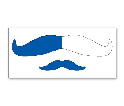 Blue and White Mustache